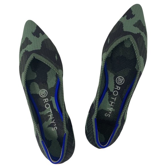 Rothy's Shoes - Rothy's Retired The Point Olive Camo Flats Size 7.5